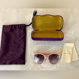 Gucci Pink Sunglasses with Purple and Yellow Case